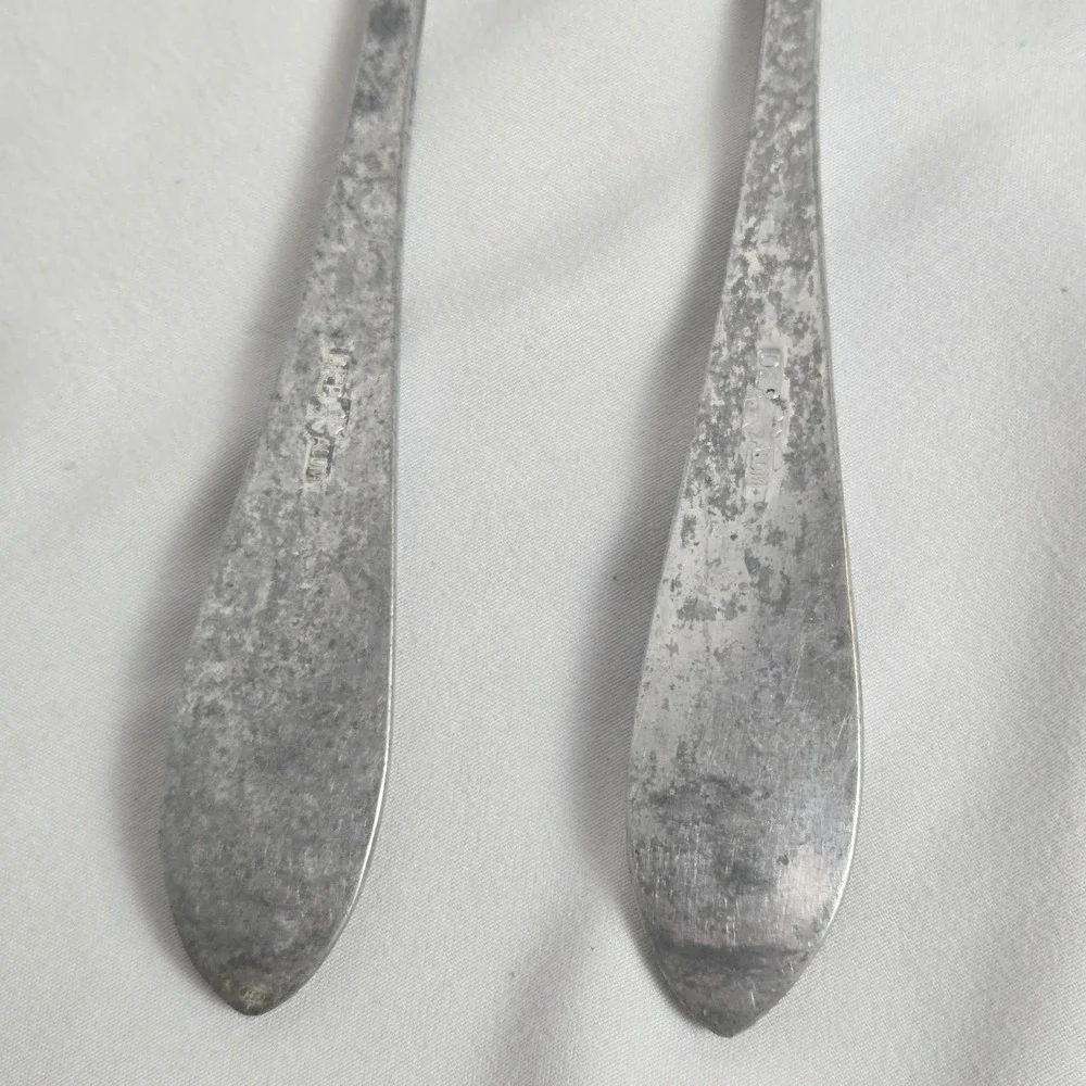 German Aluminum Forks, Set of 2, Marked DEP ALUM,‎ 8